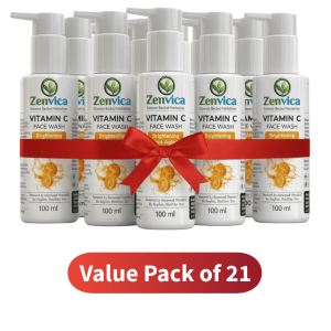Zenvica Face Wash with Advanced Vitamin C | Gentle Brightening Cleanser with Aloe Vera & Citrus Extracts | 21 Pic Combo (100 ml Each)